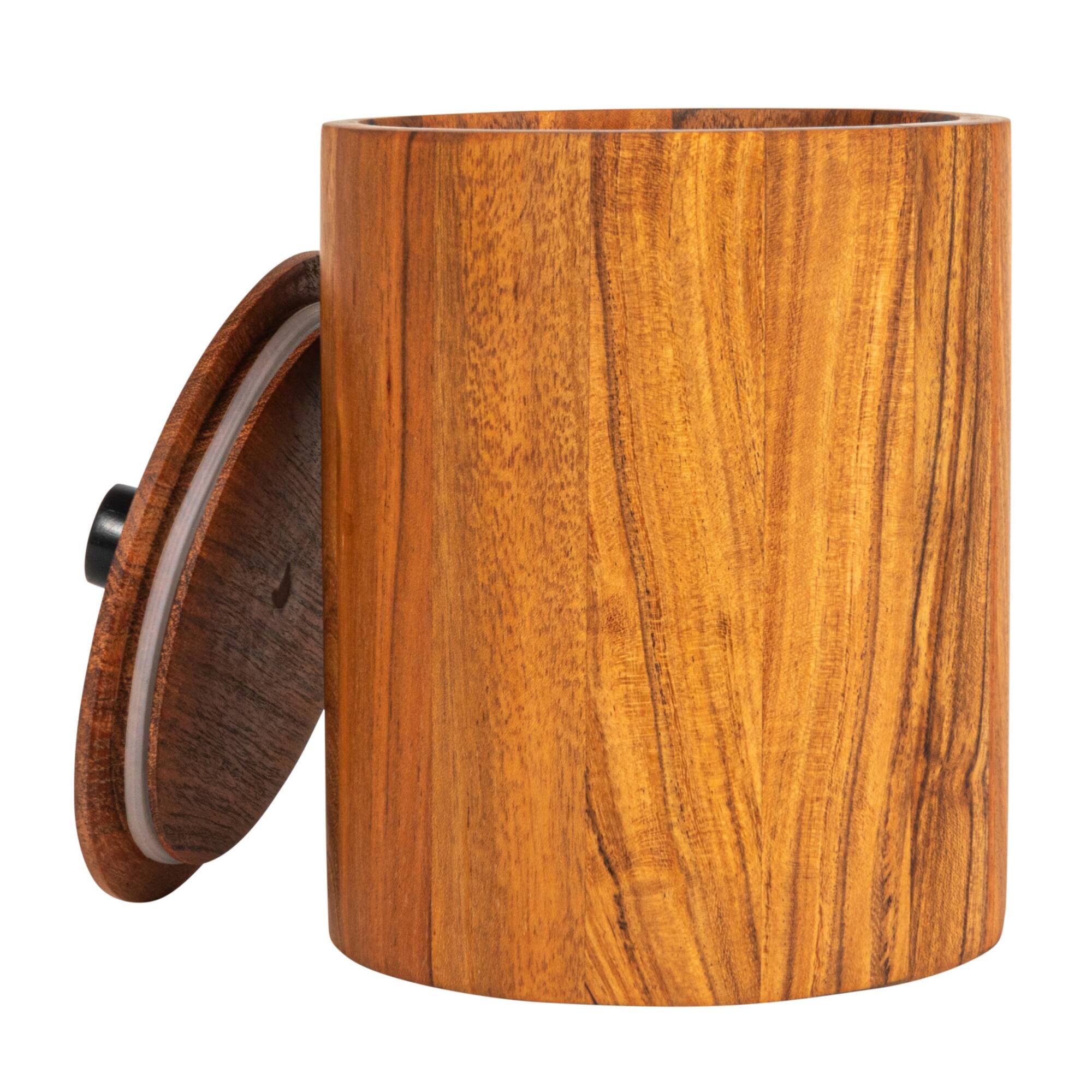 Hello Honey® 8.5" Natural Round Acacia Wood Canister with Handle